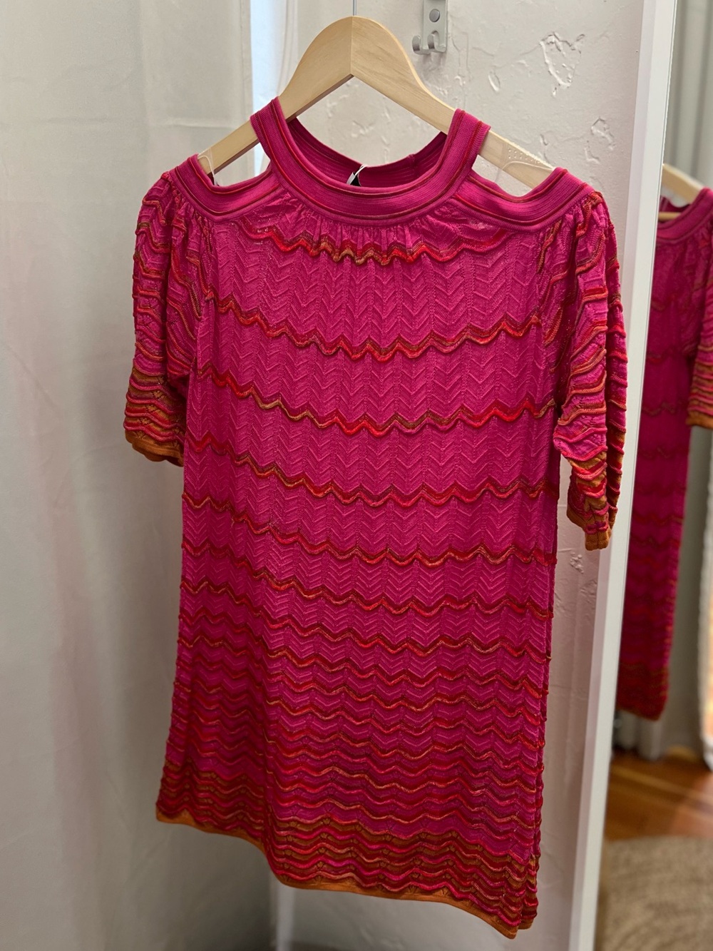 M by Missoni Chevron Knit Cold-Shoulder top